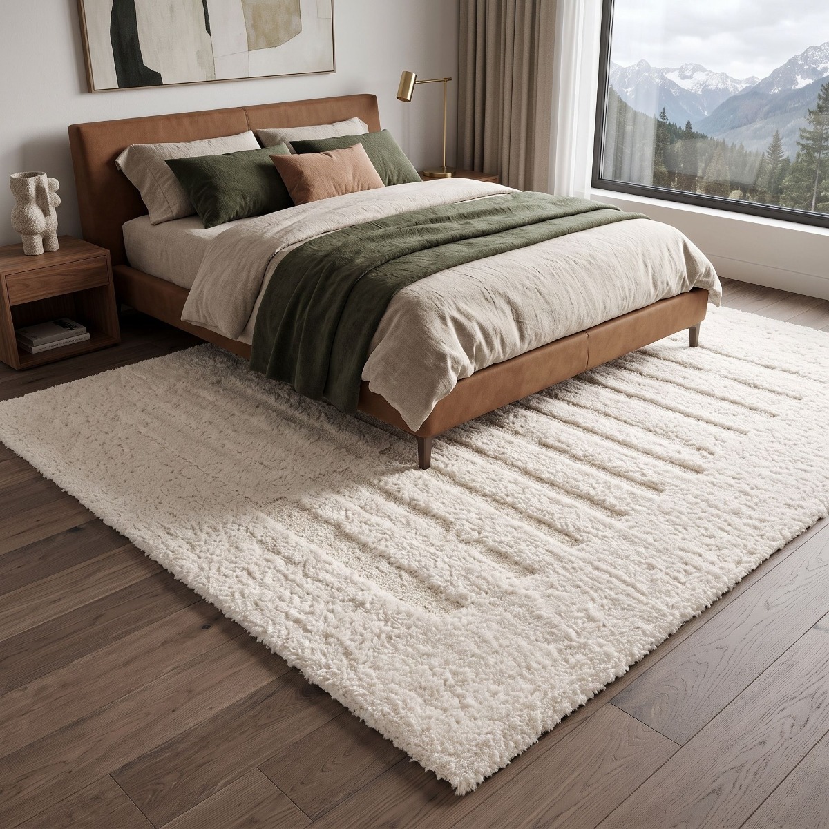 Tapis shaggy doux à relief graphique ORGANIC RELIEF crème, THE DECO FACTORY