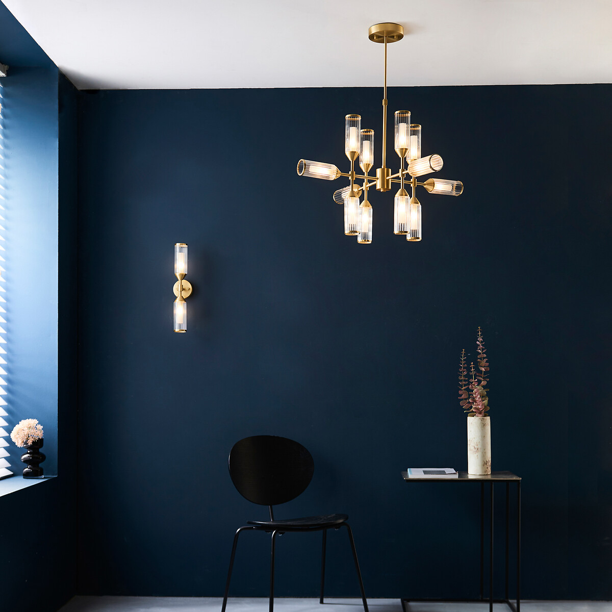 Remi Ribbed Glass Wall Light aged brass, ÉDITÉ