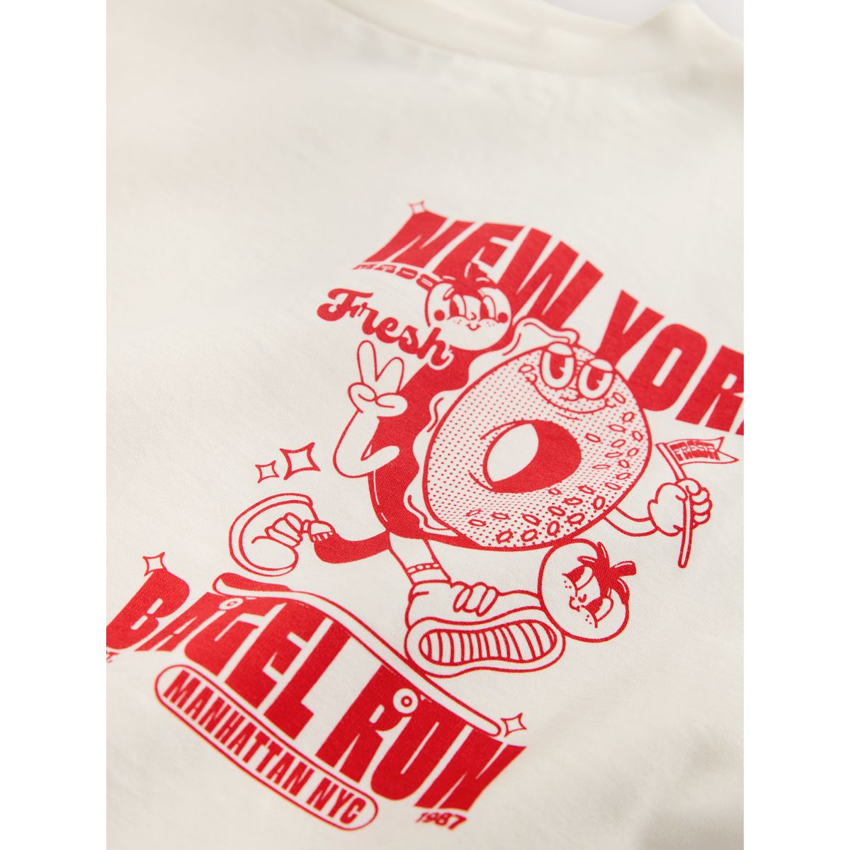 T-shirt oversize imprimé bagel écru, NEXT