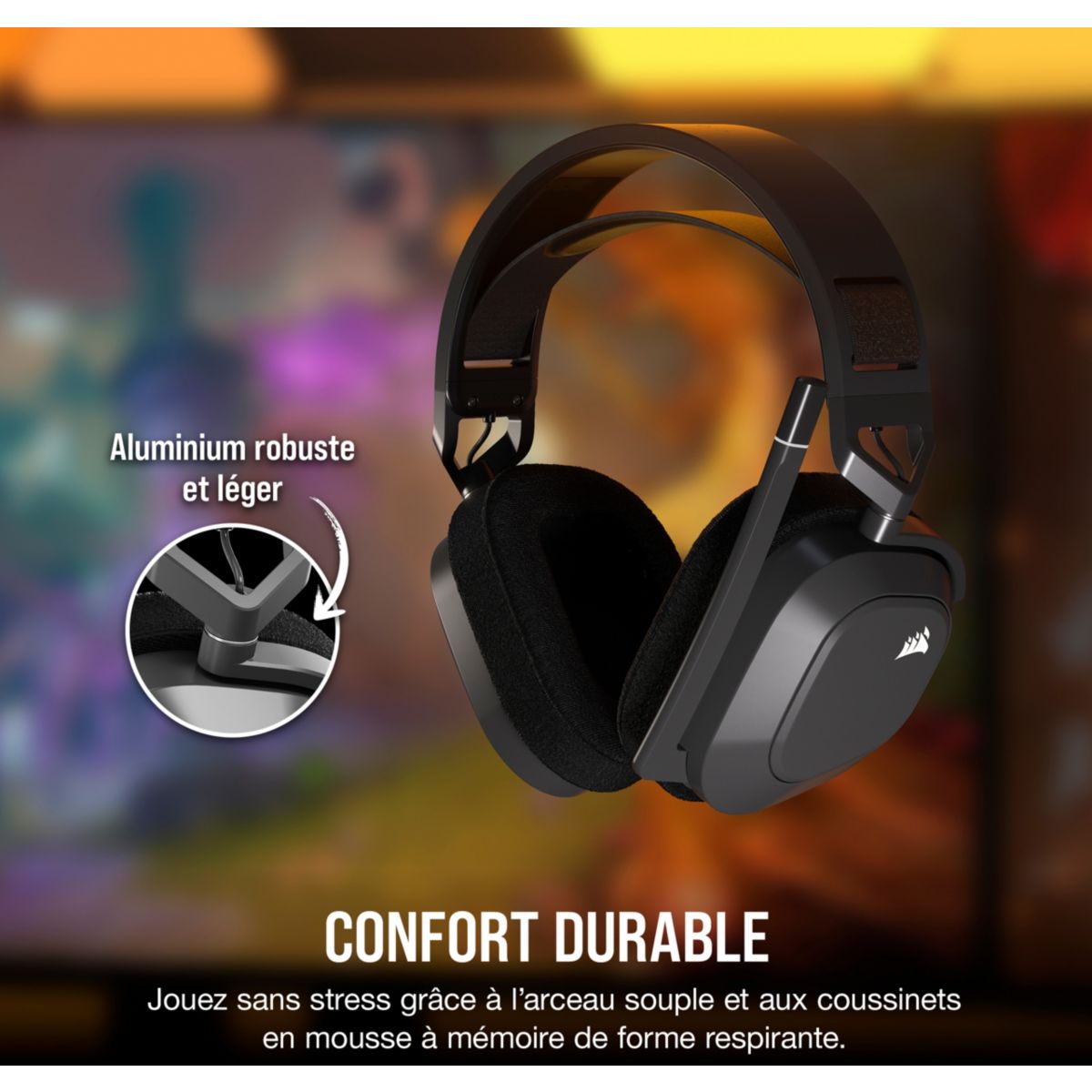 Casque gamer HS80 MAX Wireless Steel Gray couleur unique, CORSAIR