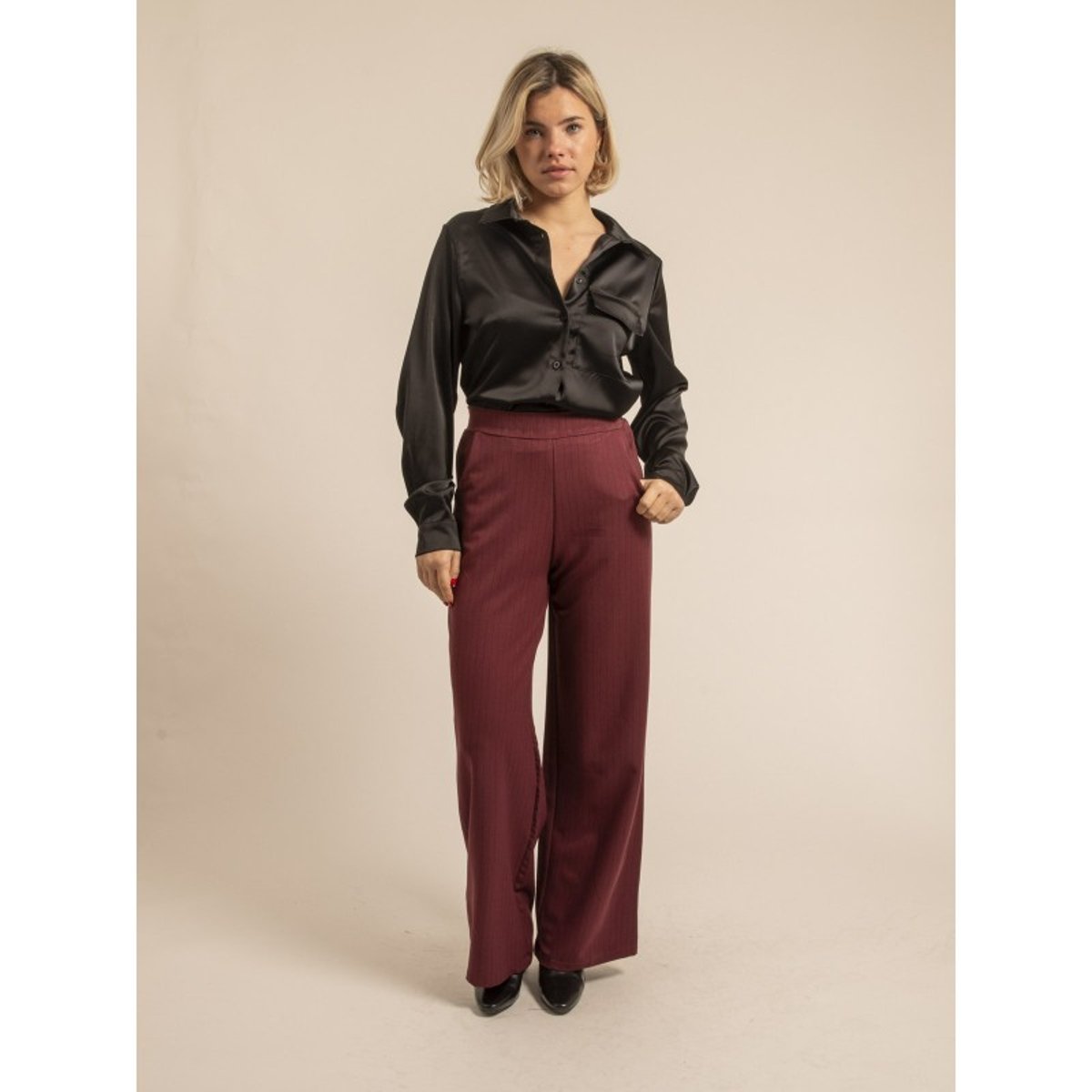 Chemise Satin Ogune noir, DONA LISA
