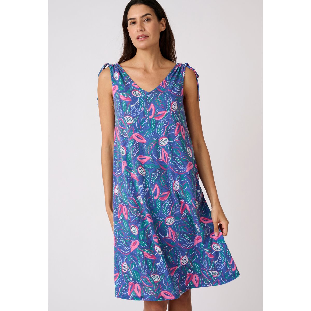 Robe évasée en maille CLIMATYL bleu tropical, DAMART