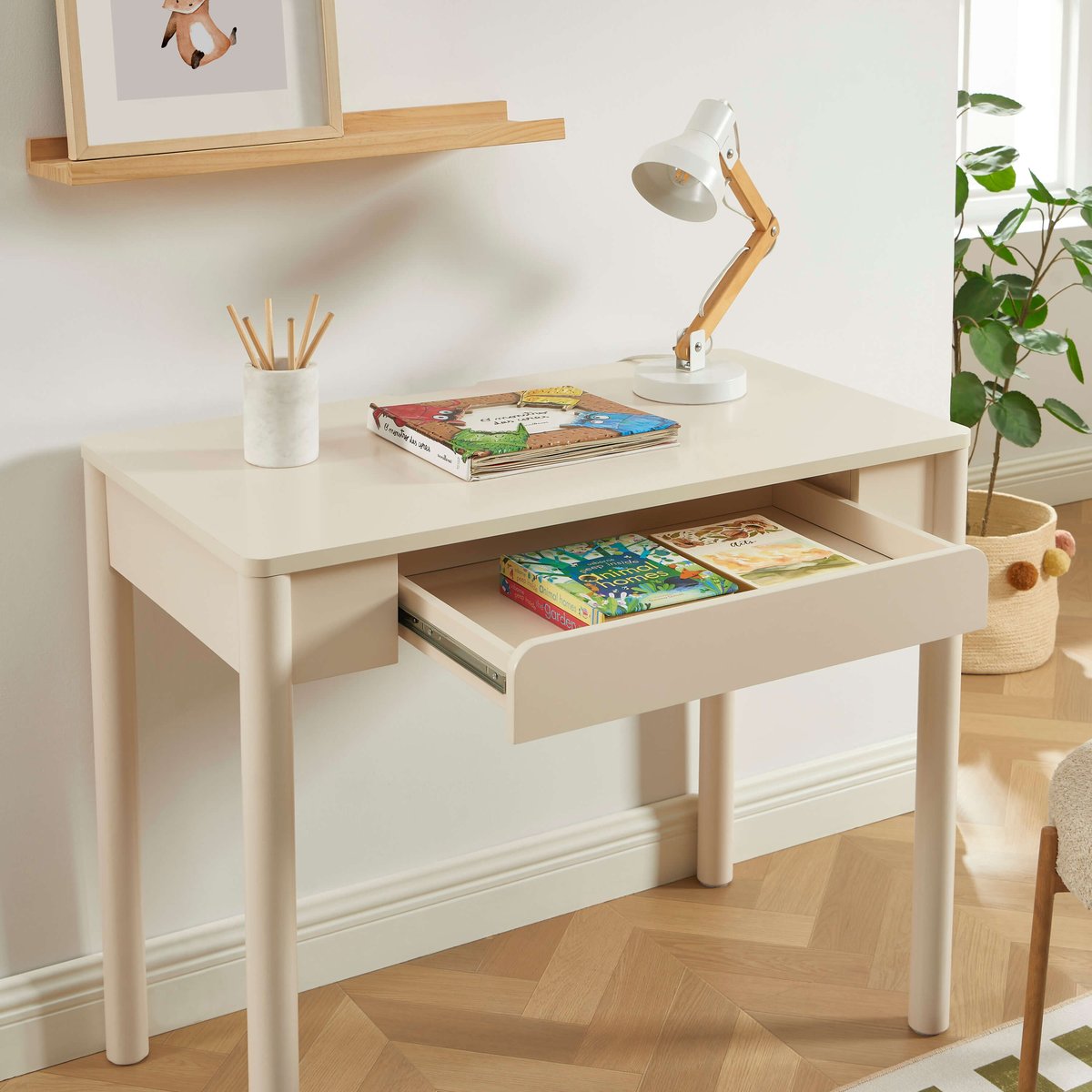 Bureau enfant  1 tiroir  CELIA beige, BAÏTA