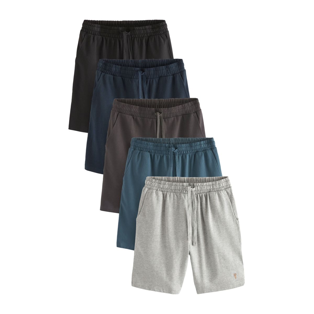 Short style jogging à envers bouclé, lot de 5 noyau noir/bleu/gris, NEXT