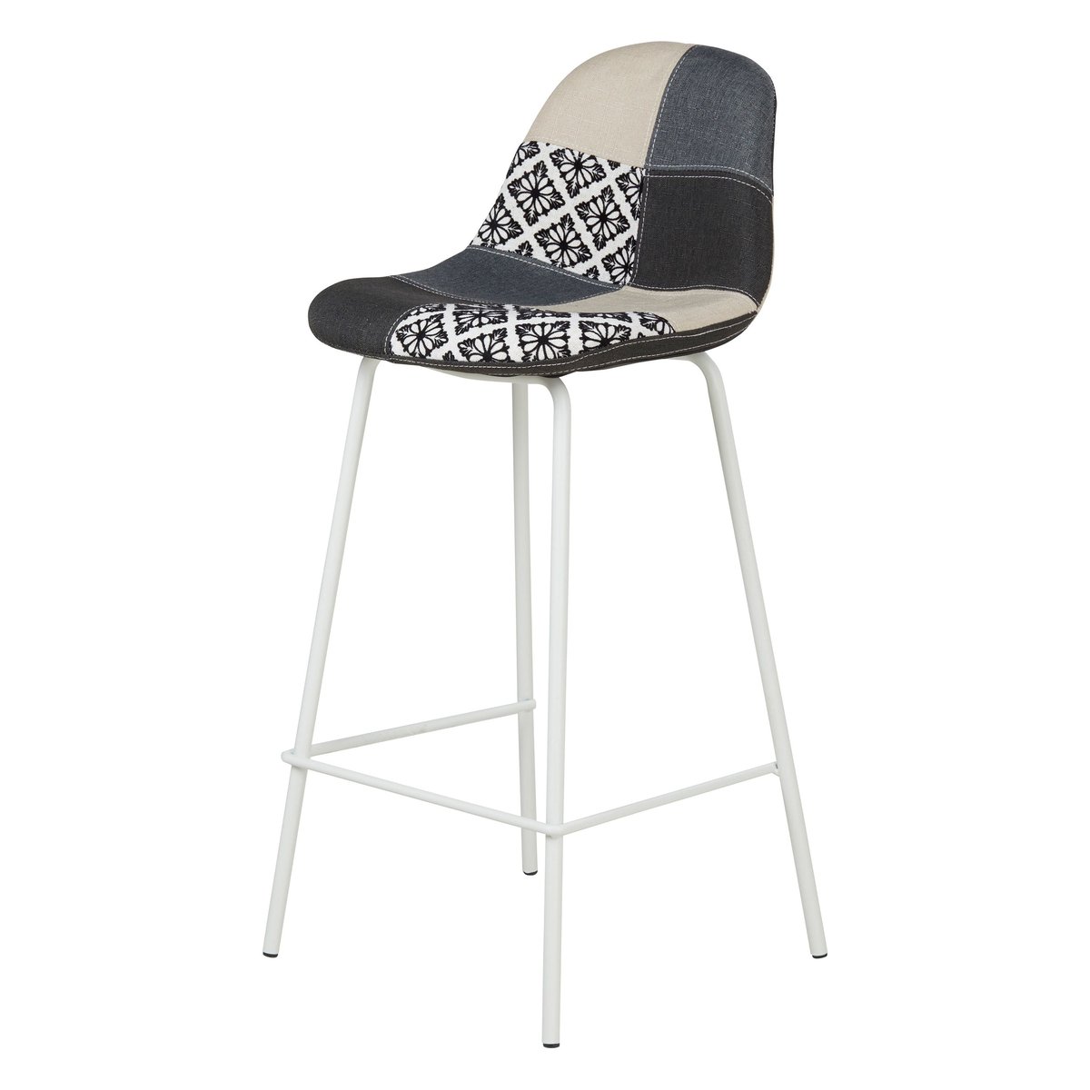 Chaise snack patchwork pied métal blanc MOSA multicolore, ZAGO