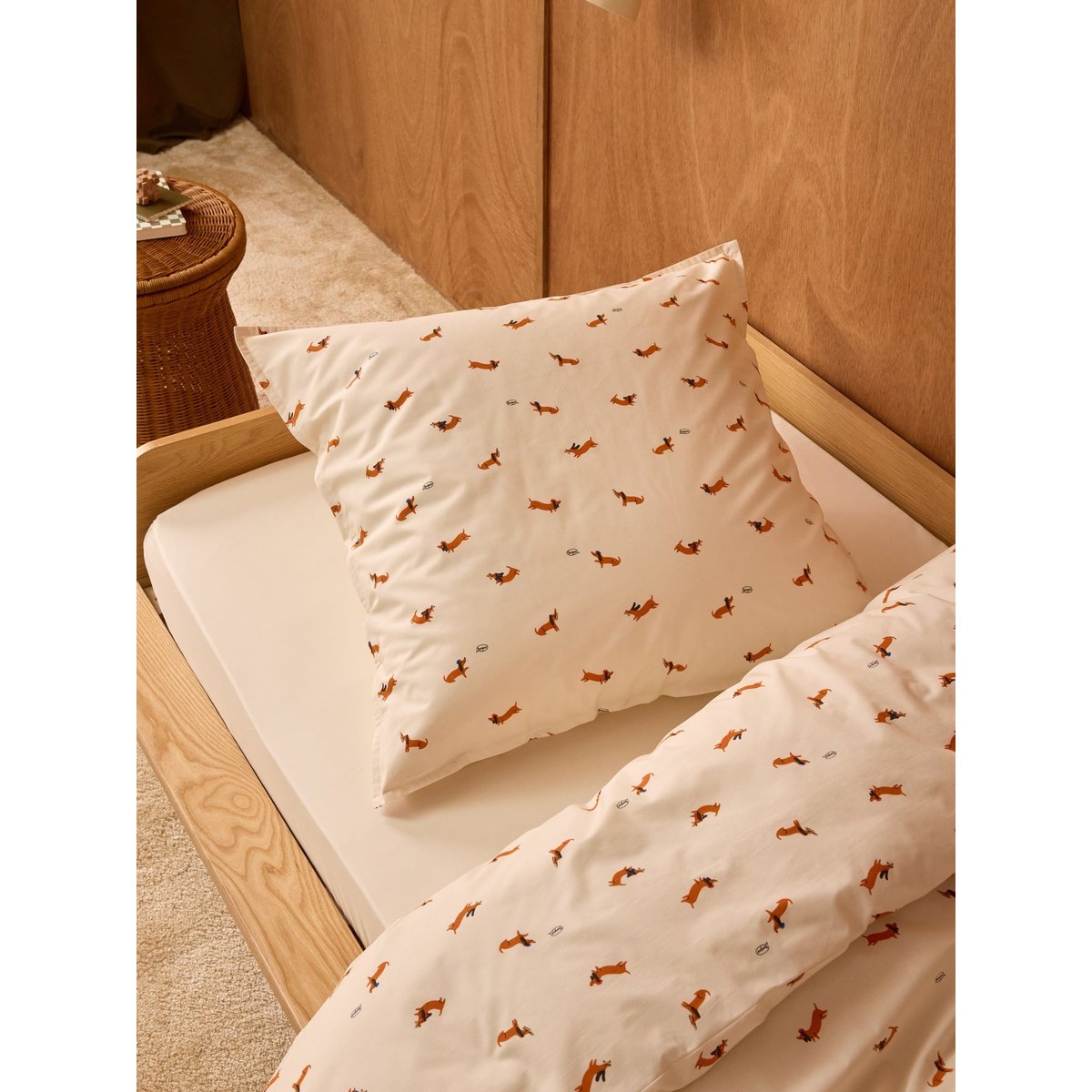 Taie d'oreiller percale de coton "Loki" chocolat, CYRILLUS