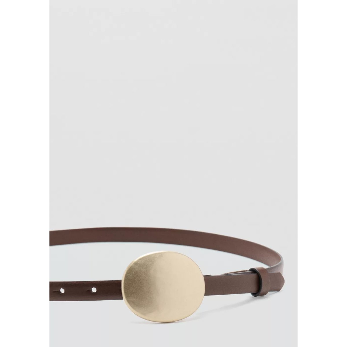 Ceinture cuir boucle ronde chocolat, MANGO
