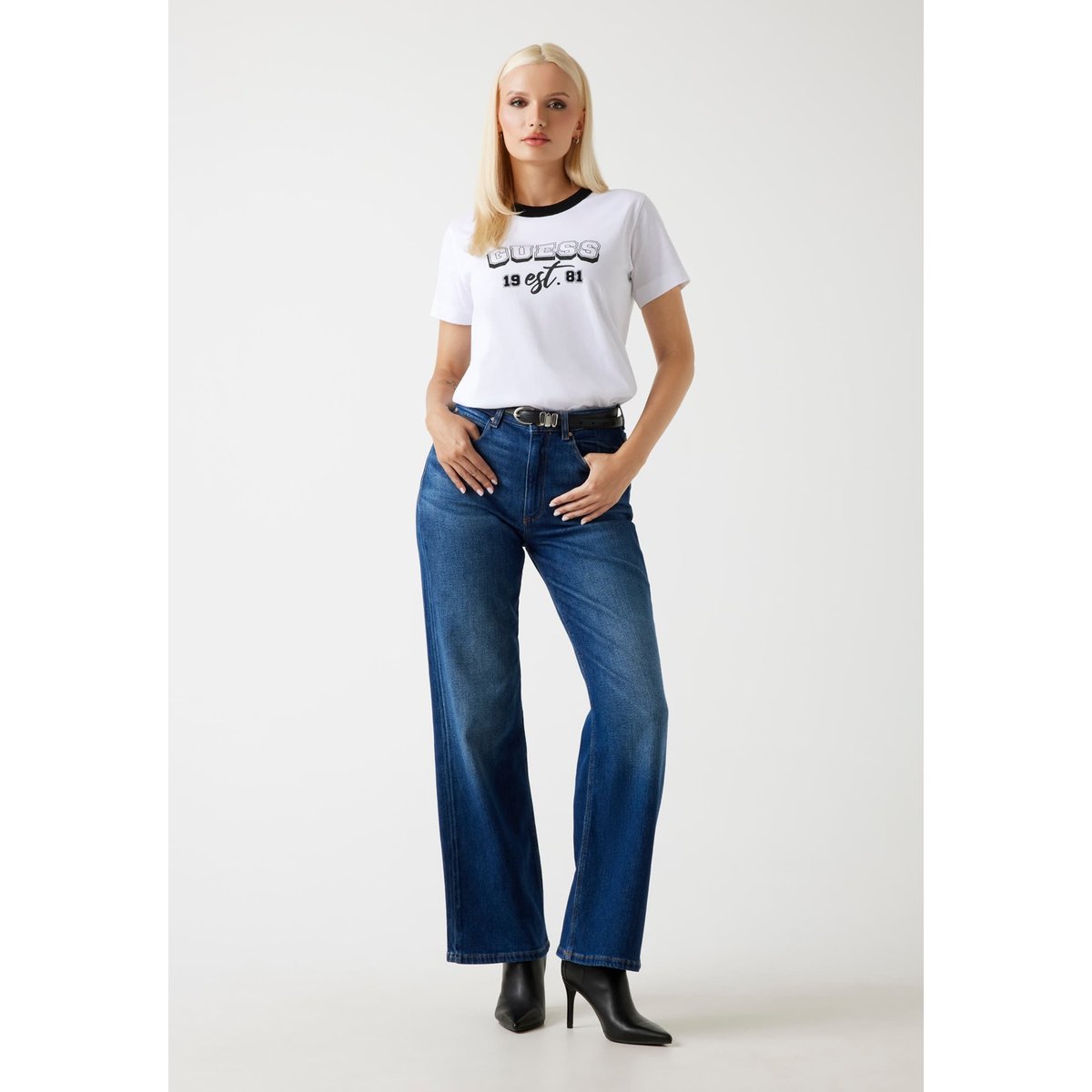T-Shirt Logo Strass blanc, GUESS