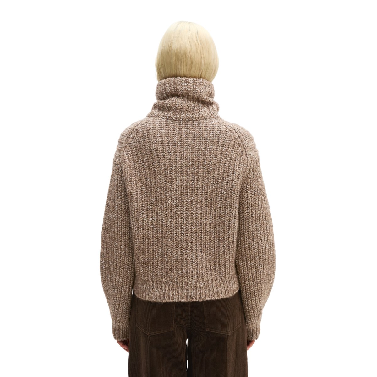 Cardigan zippé coupe décontractée en un mélange doux de coton bio et de laine d'alpaga marron fonce, MARC O'POLO