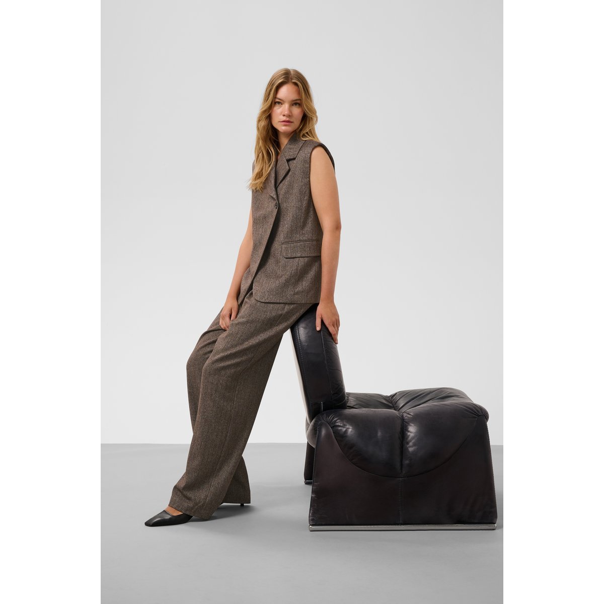 Manteau marron ganache herringbone, SOAKED IN LUXURY