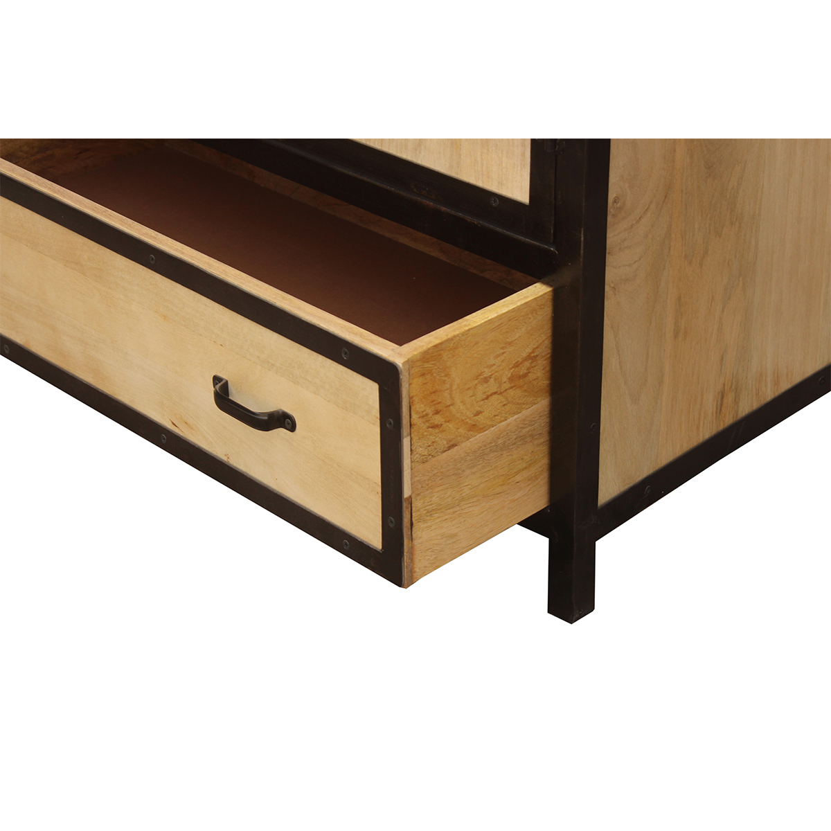 Armoire industrielle en bois massif manguier et métal noir L90 cm INDUSTRIA bois clair / noir, MILIBOO