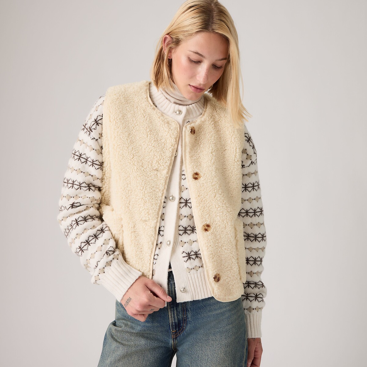 Veste sans manches sherpa ecru, LEVI'S