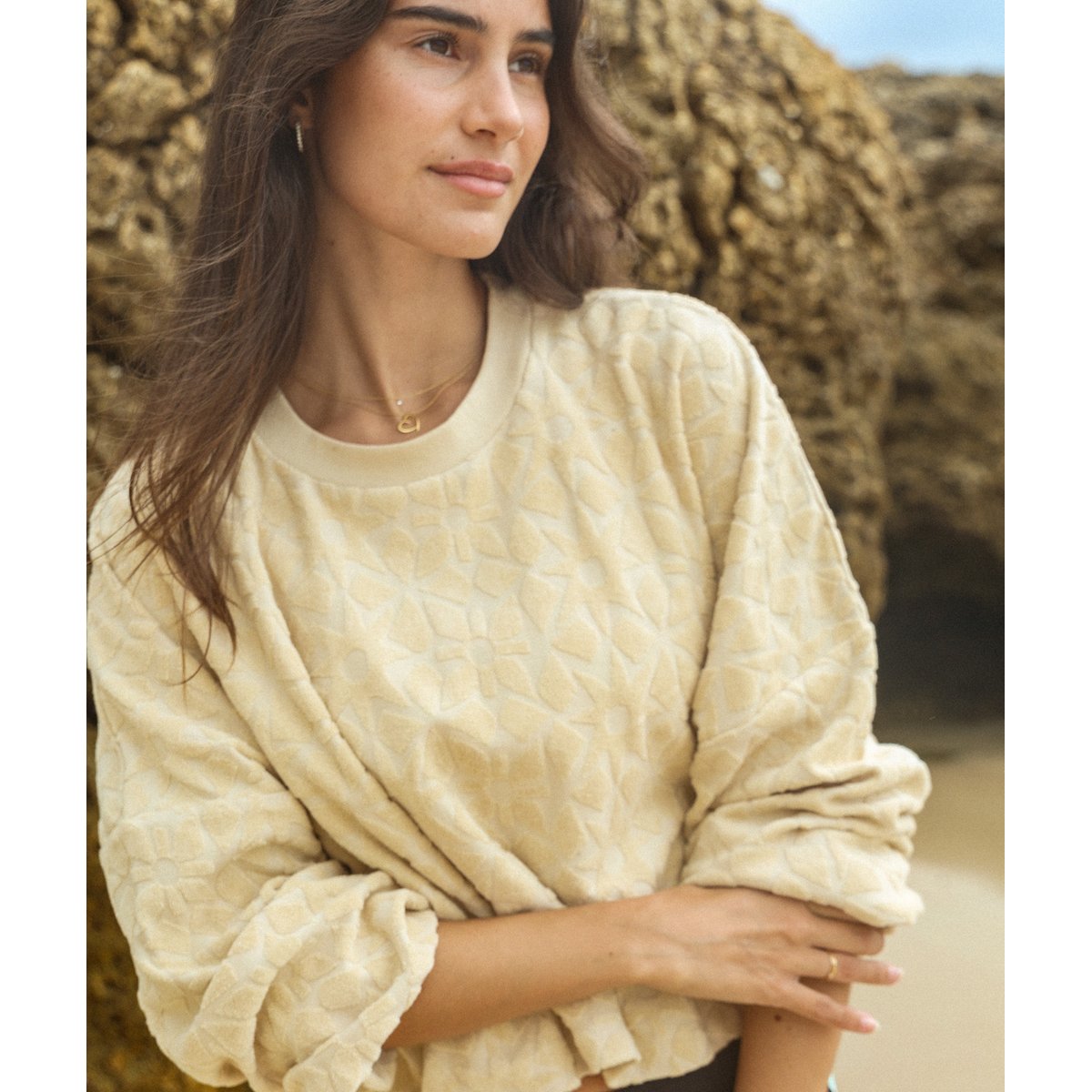 Sweat jacquard éponge SPONGY sable, OXBOW