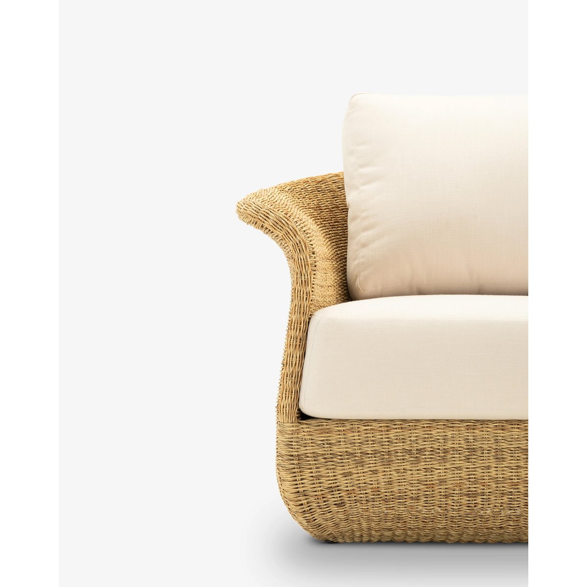 Canapé 3 places, rotin, PALMA marron/beige naturelle, coussin écru, DEFORA HOME