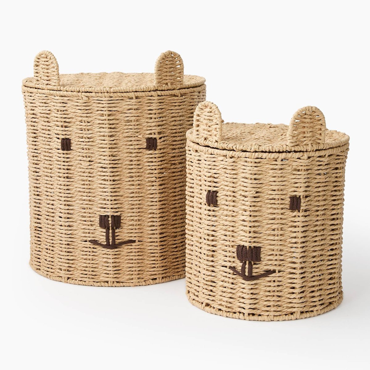 Panier ours avec couvercle, S:25x25x30 cm et M: 32x32x38 cm, en papier naturel, MONOPRIX