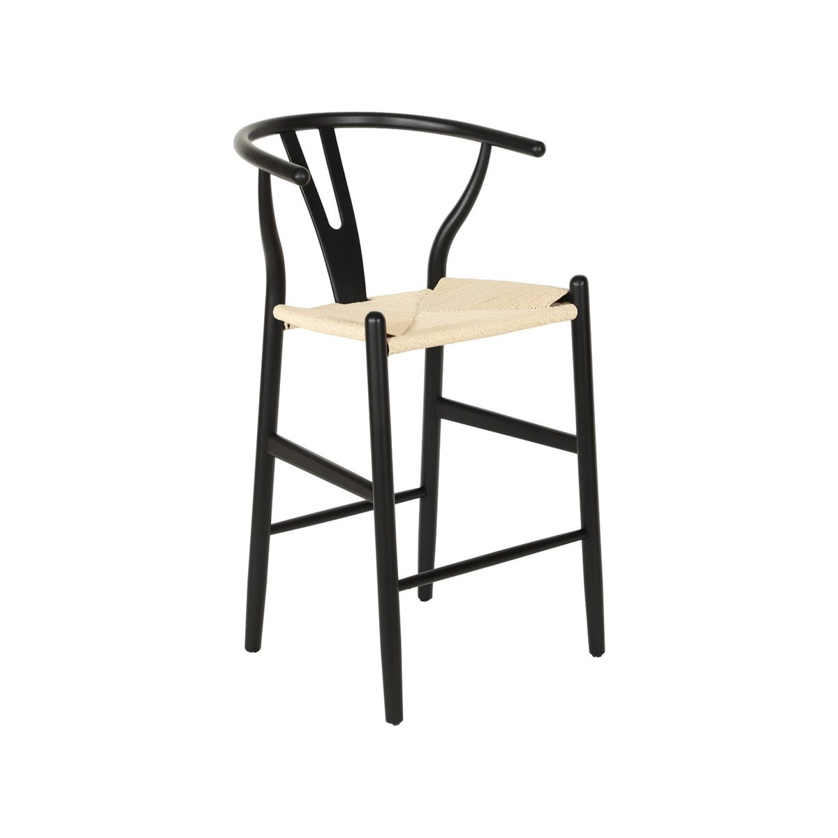 Tabouret de bar vintage bois de hêtre et cordes (lot de 2) CECILE noir, SWEEEK