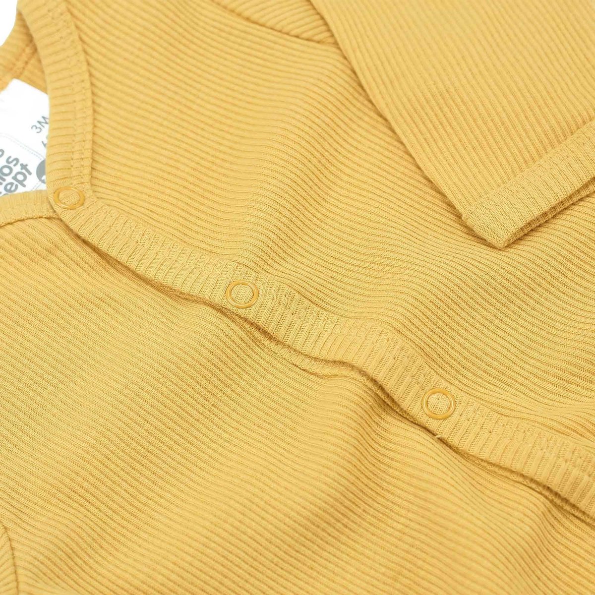 Pyjama coton bébé - maille côtelée #edbe00, TROIS KILOS SEPT
