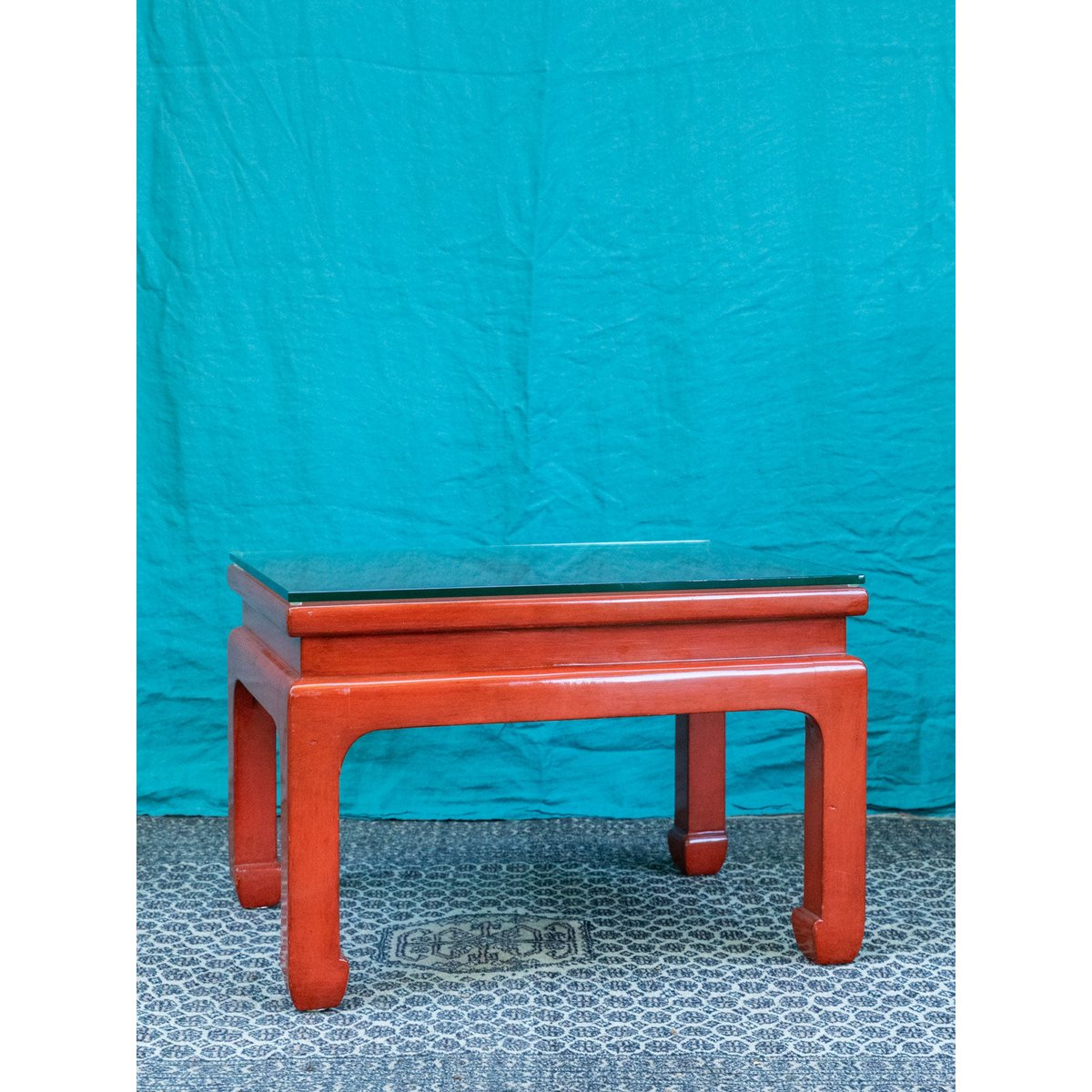 Table basse en bois laqué rouge Donna N°1609 - Bon état rouge, DEBONGOUT