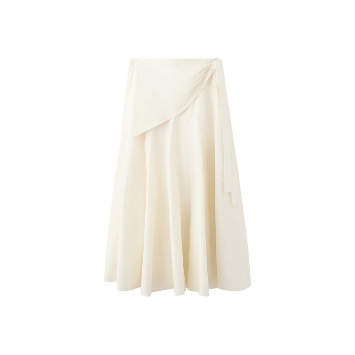 Jupe évasée détail foulard blanc cassé, MANGO