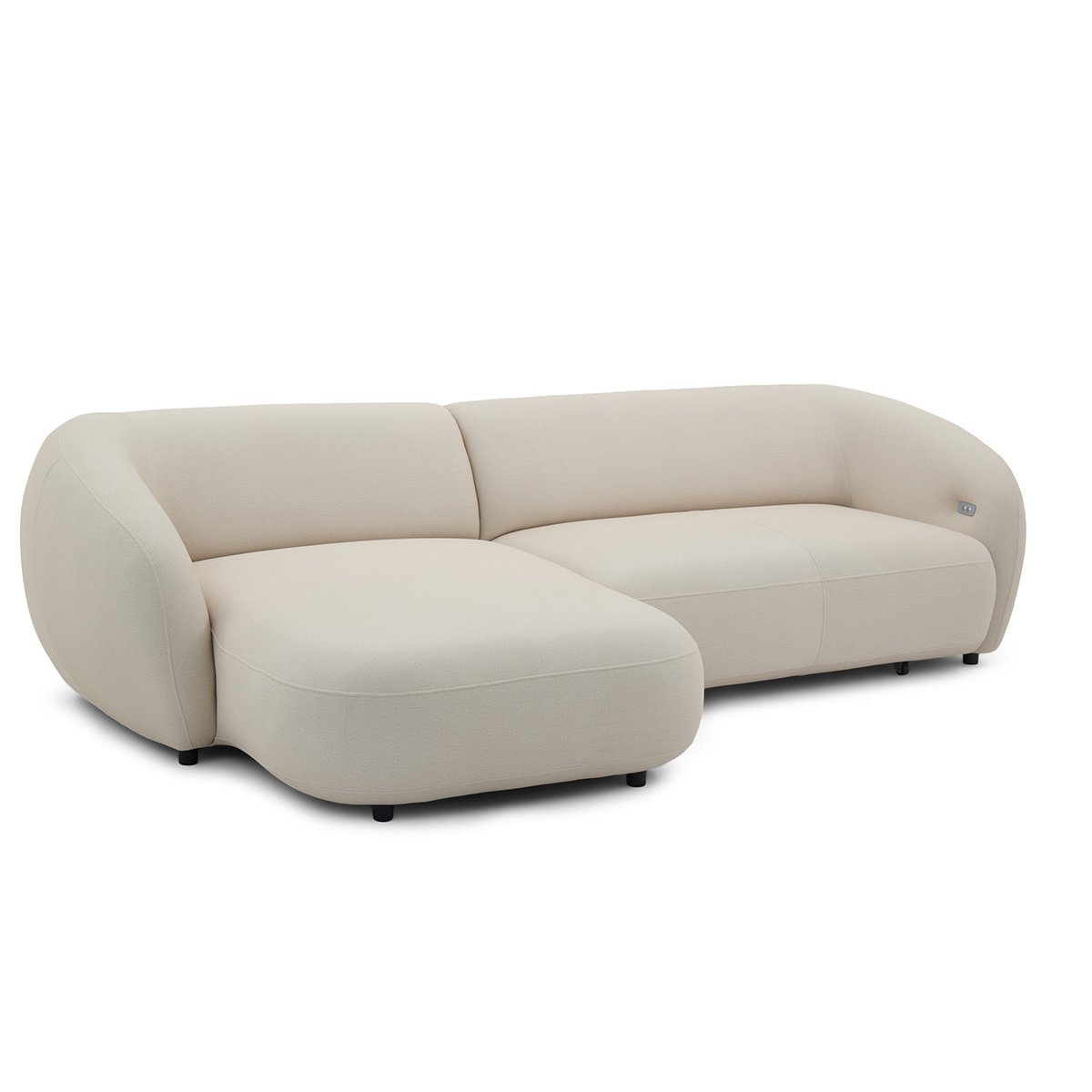 Canapé d'angle convertible 4 places en tissu lisse, HALO beige, BOBOCHIC