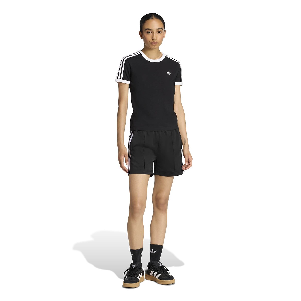 T-Shirt mit kurzen Ärmeln 3 Stripes schwarz, adidas Originals