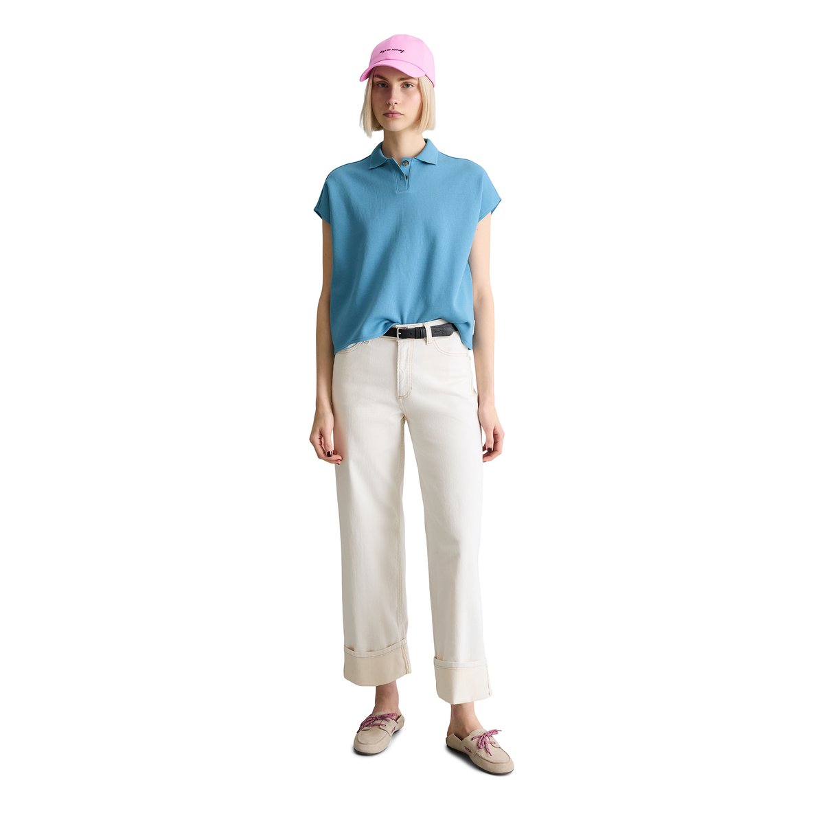 Polo sans manches wide en coton organique bleu clair, MARC O’POLO DENIM
