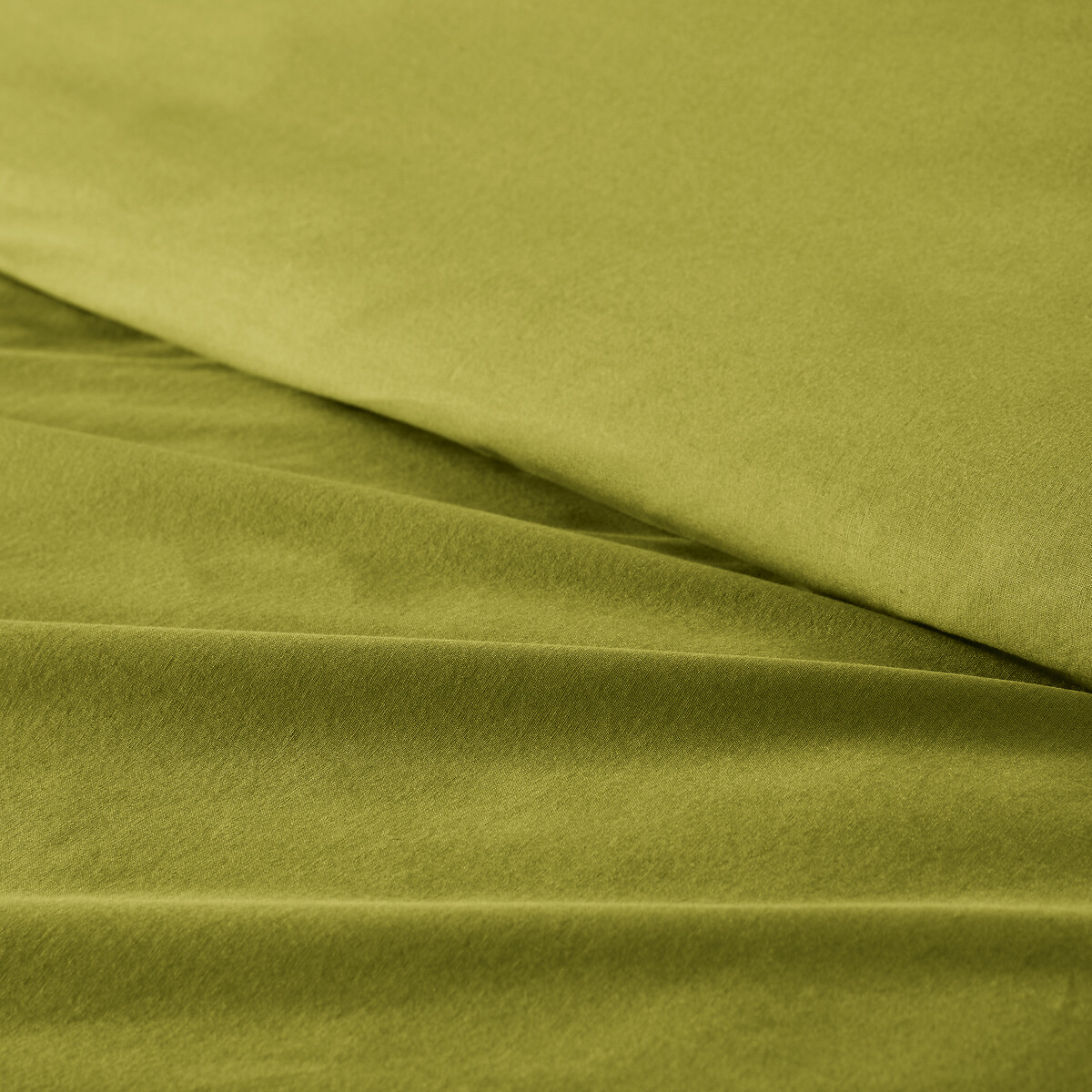 Housse de couette unie en coton lavé, Scenario vert olive, LA REDOUTE INTERIEURS