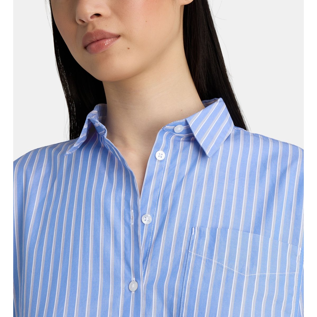 Chemise droite obry ray coton bleu et écru, JODHPUR