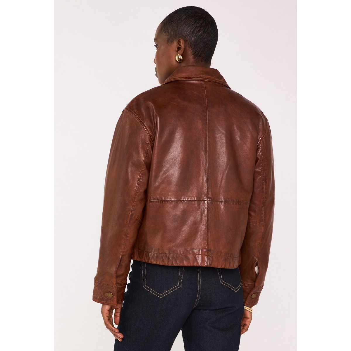Blouson en cuir COCO cannelle, Maison 123