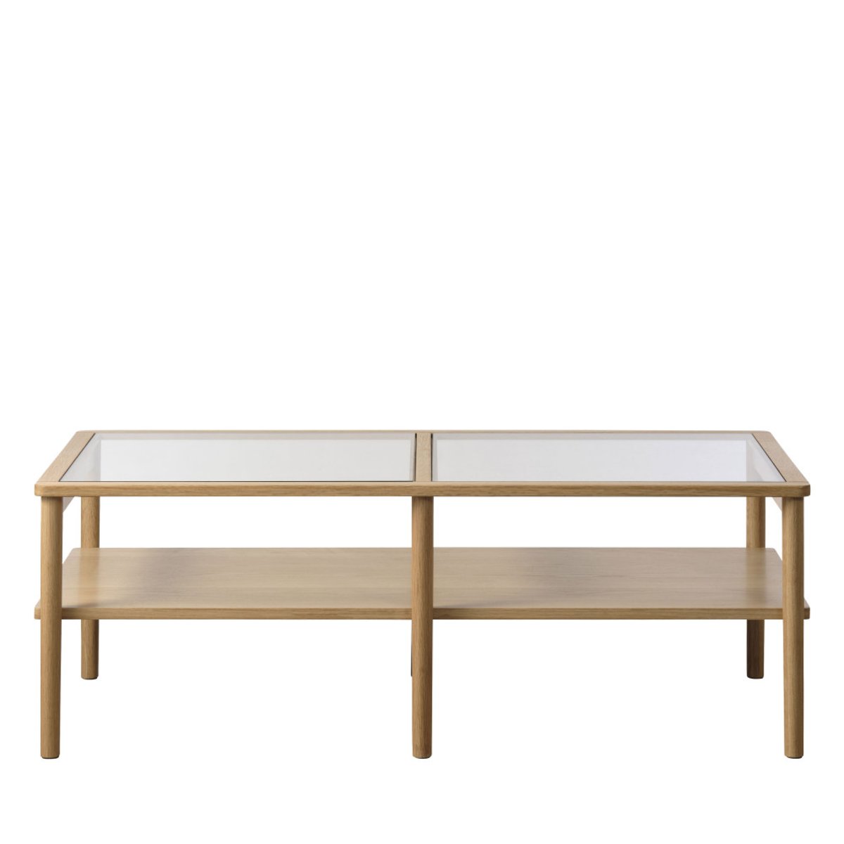 Table basse en verre trempé et bois 120x60cm- CAHIR bois clair, DRAWER