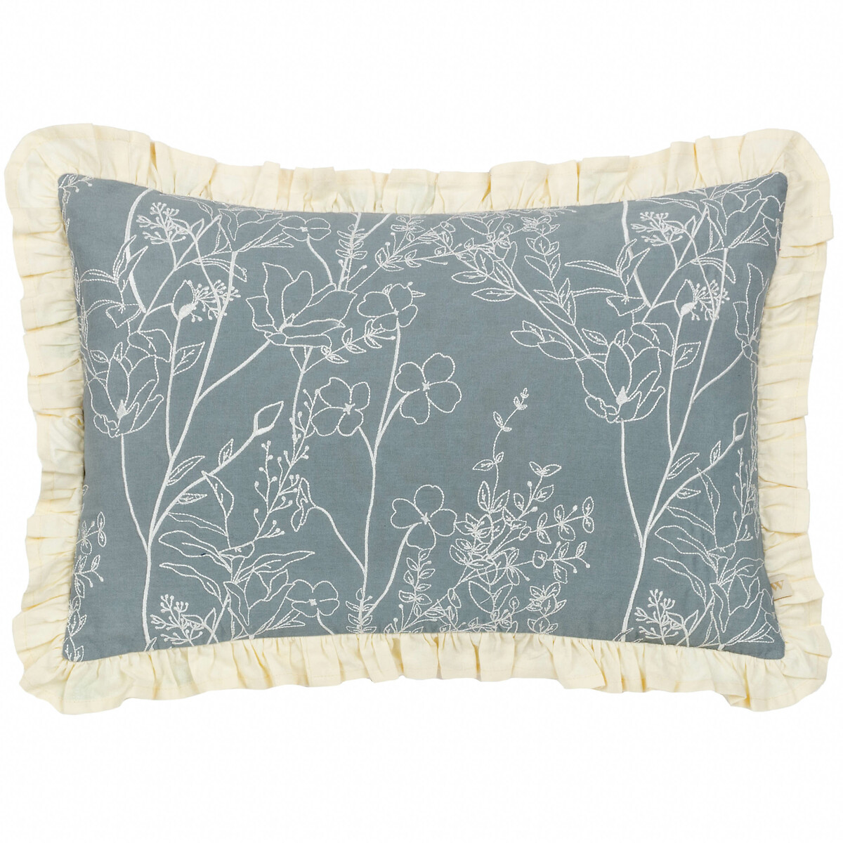 Mae Embroidered Cotton Filled Cushion midnight blue, WYLDER NATURE