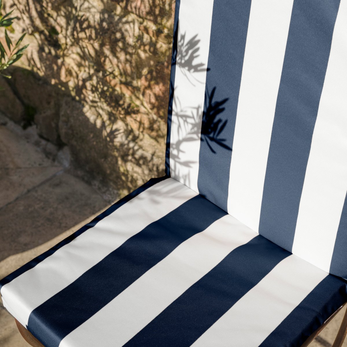 Coussin de fauteuil assise et dossier imperméable à rayures ARCACHON - QABANE bleu foncé, HOME MAISON