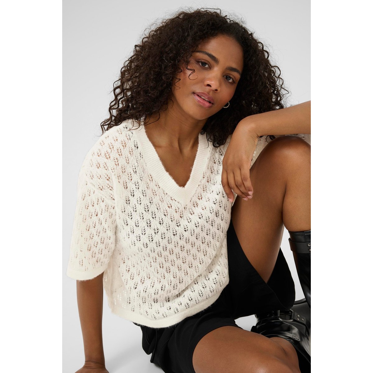 Pullover tricoté blanc, KAFFE