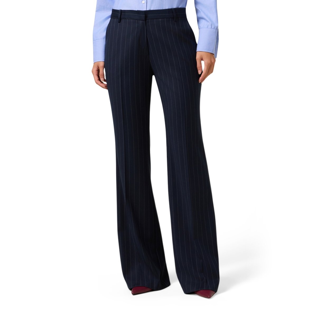 Pantalon flare à rayures bleu, OLTRE