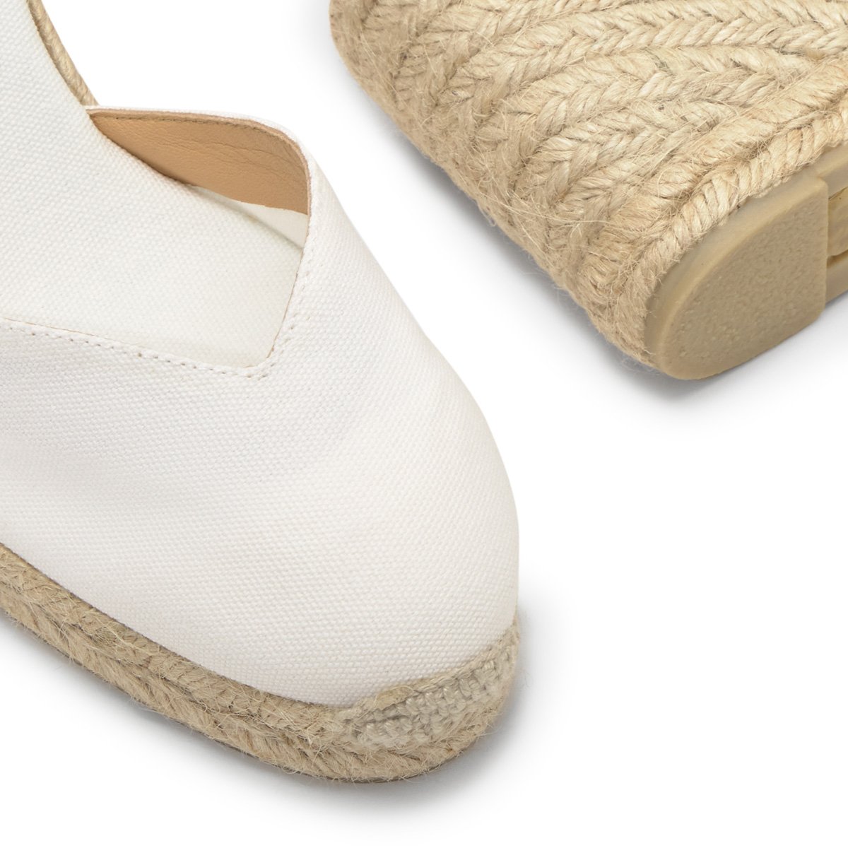 Espadrilles compensées en jute tressée à découpe en V CHIARA PLATFORM blanc, CASTANER