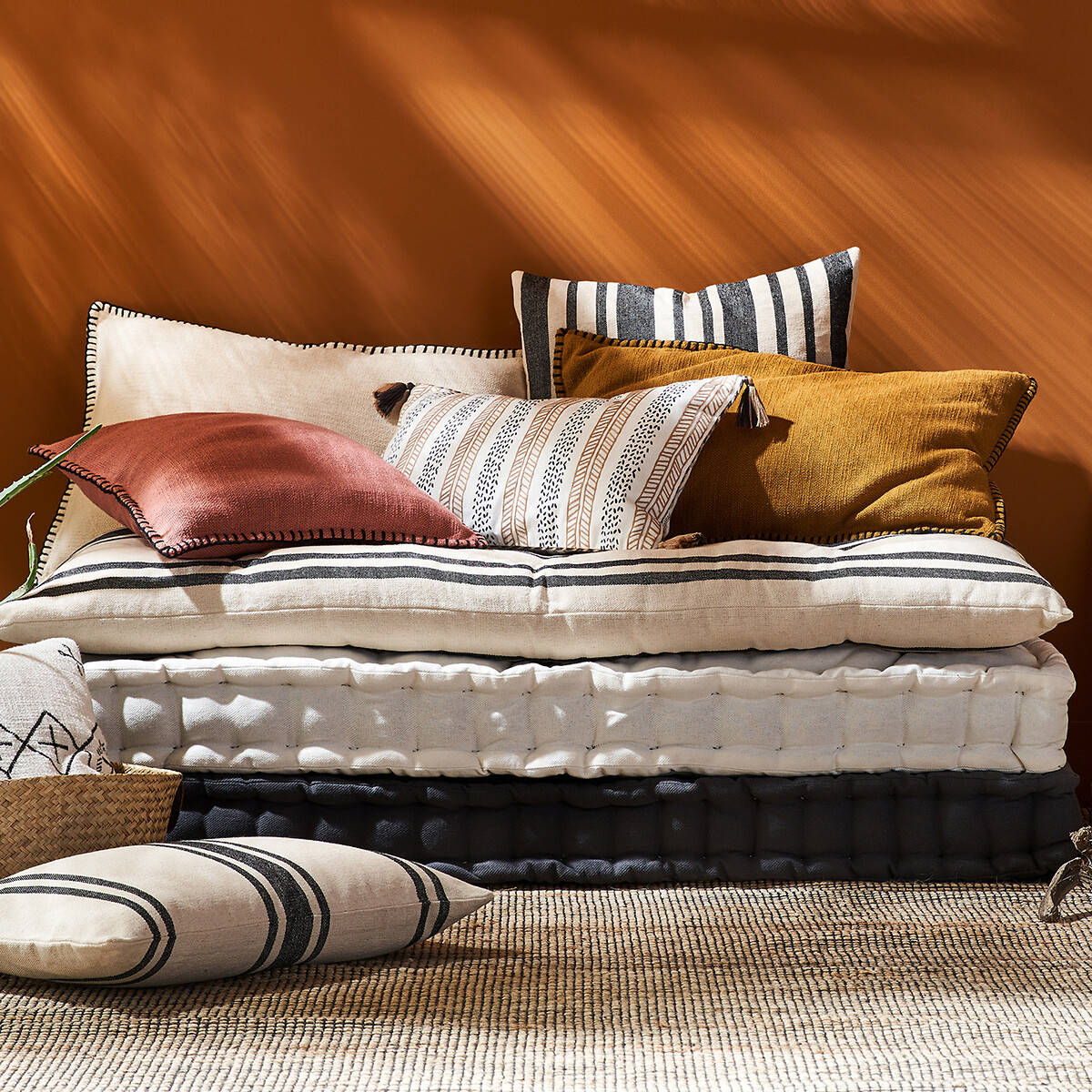 Matelas de sol 190 cm rayé, Minille naturel/noir, LA REDOUTE INTERIEURS