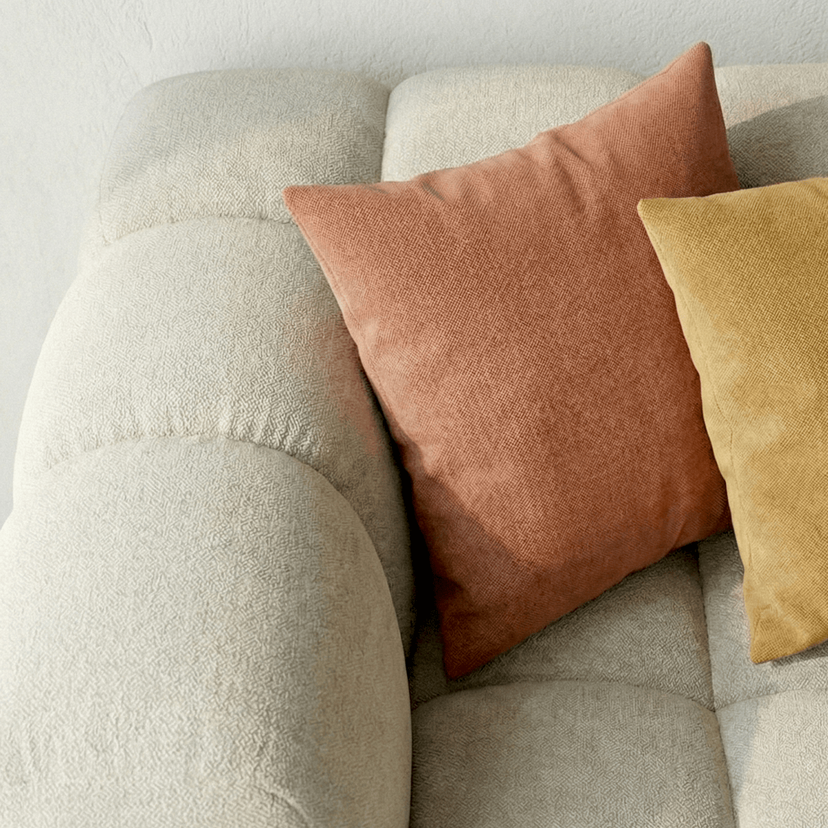 Canapé droit 3 places en tissu chenille - NUVOLA beige, HOMIFAB