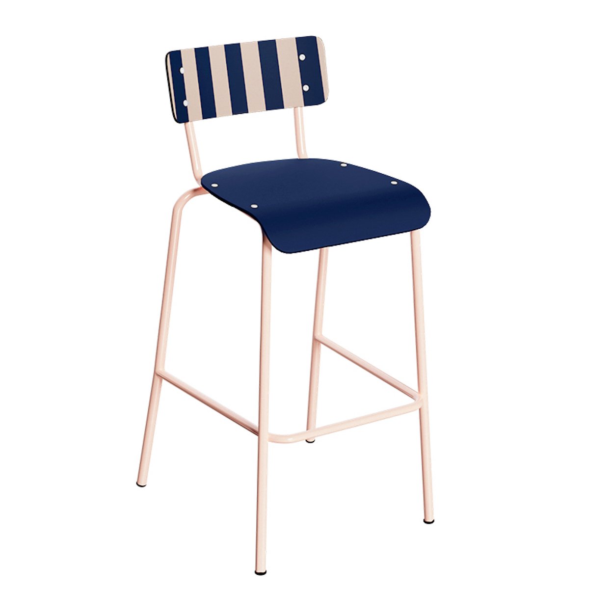 Chaise haute de salle à manger à rayures style vintage SUZIE bleu, LES GAMBETTES