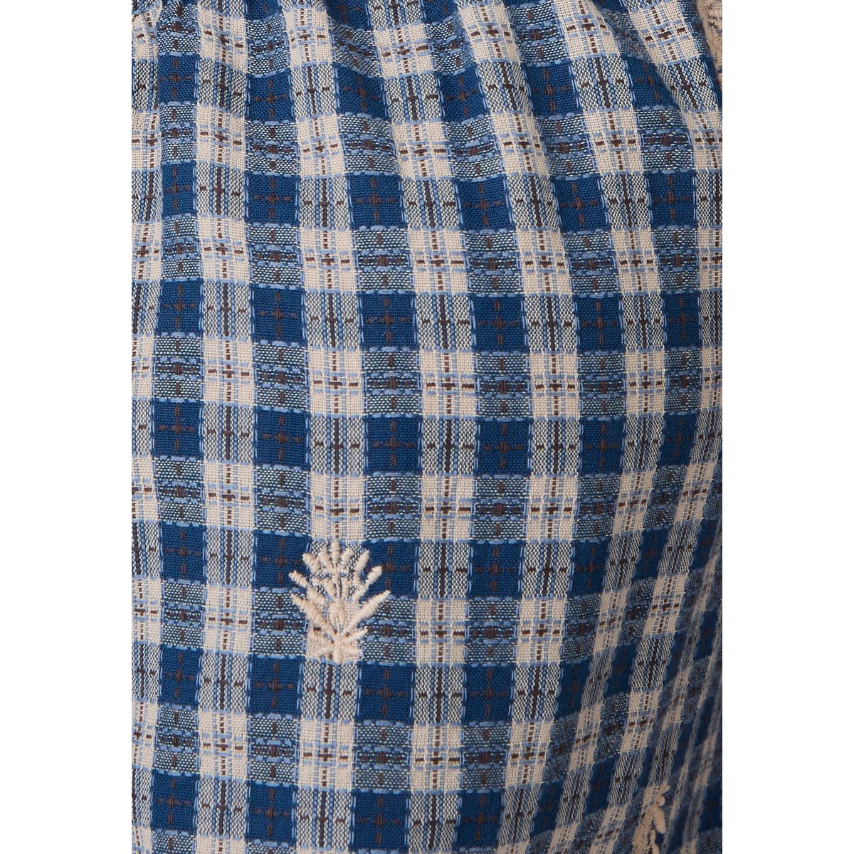 Blouse carreaux rebrodés bleu marine carreaux, DAMART