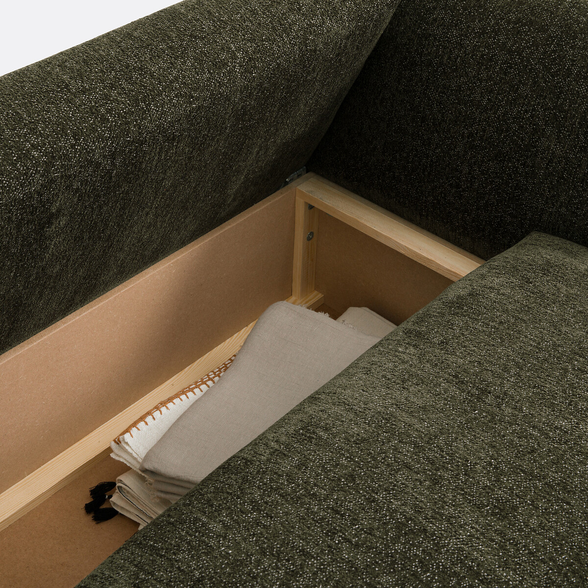 Edith 3-Seater Sofa Bed in Marl Chenille khaki, LA REDOUTE INTERIEURS