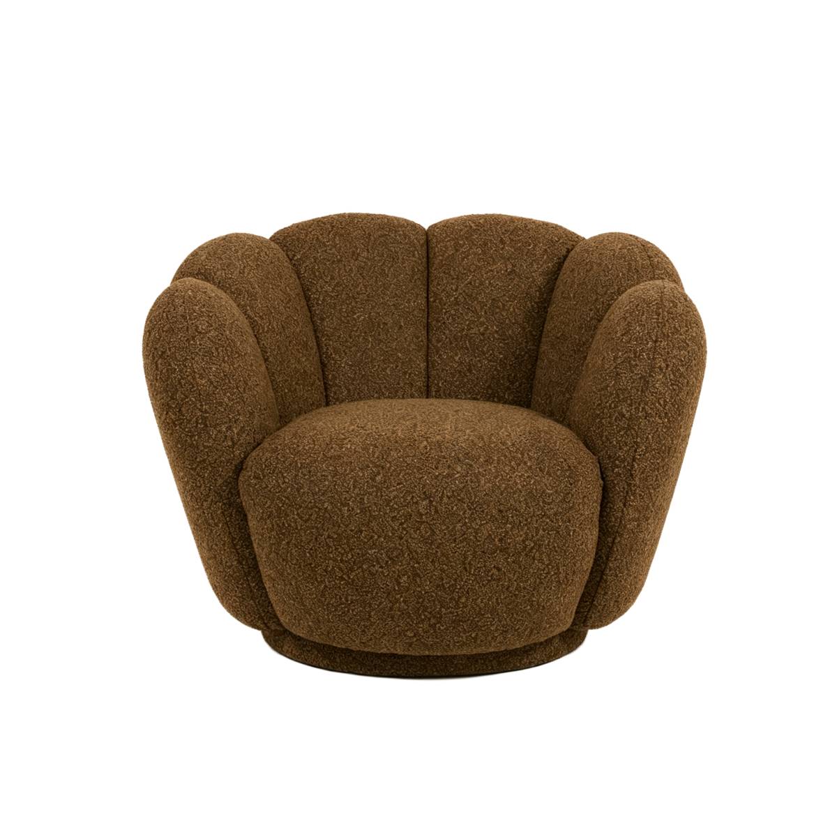 Fauteuil tissu bouclette MARGOT marron, MADE IN MEUBLES 
