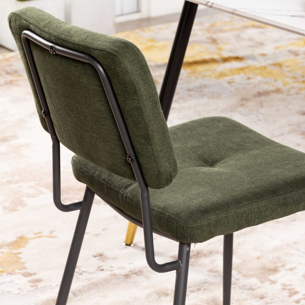 Lot de 2 chaises de salle à manger en tissu vert style industriel, KAROMI vert, MEUBLES COSY