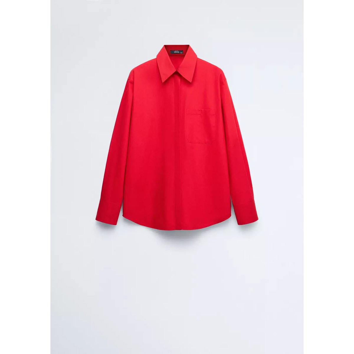 Chemise popeline poche rouge, MANGO