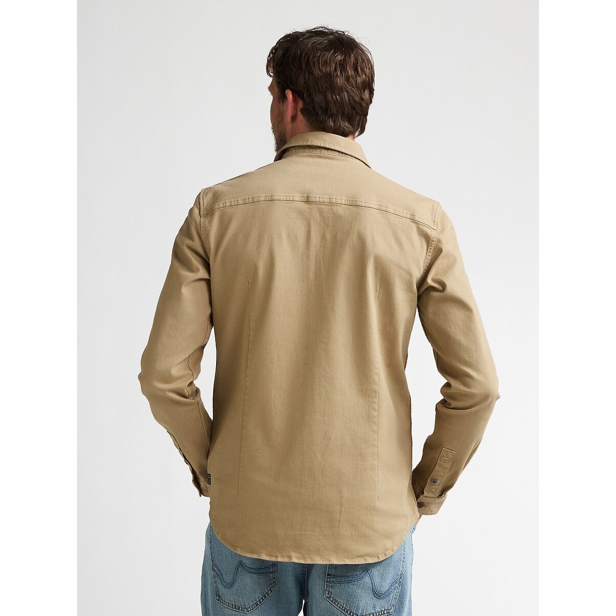 Chemise droite unie, manches longues camel, PETROL INDUSTRIES