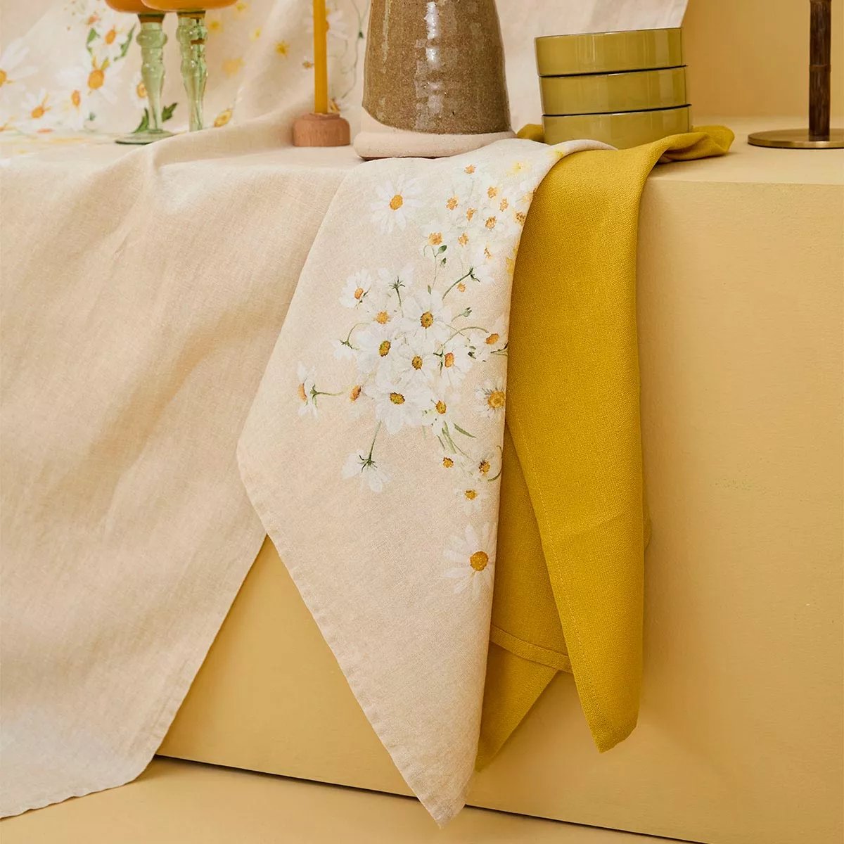 Serviette lin & coton lavé DAISY chanvre, GARNIER THIEBAUT