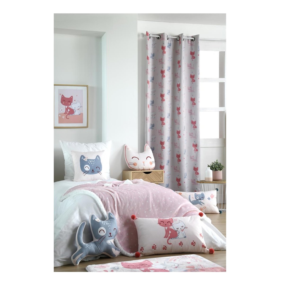 Tapis velours Les chats rose, EDEN