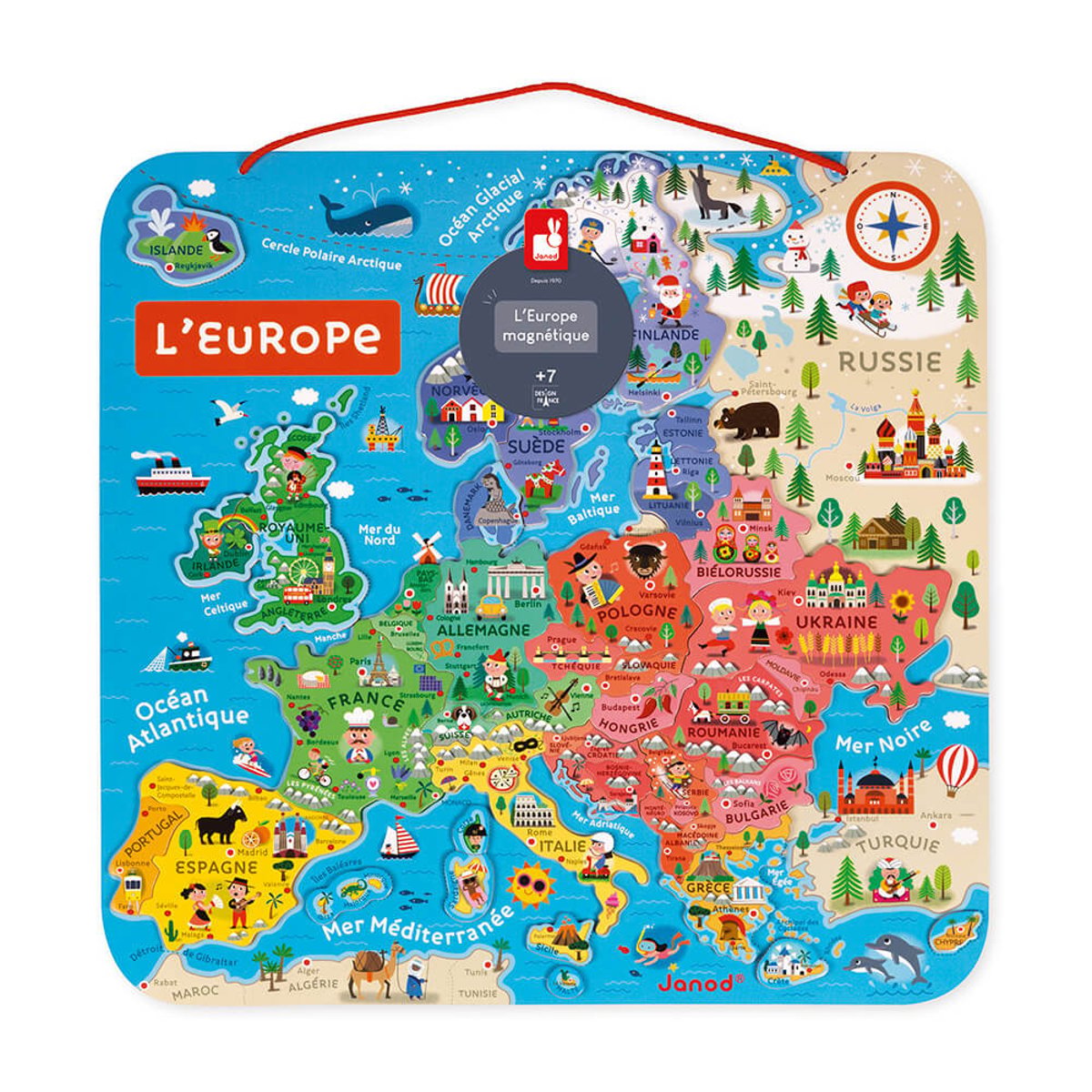 Puzzle Carte D'europe Magnétique 40 Pièces couleur unique, JANOD