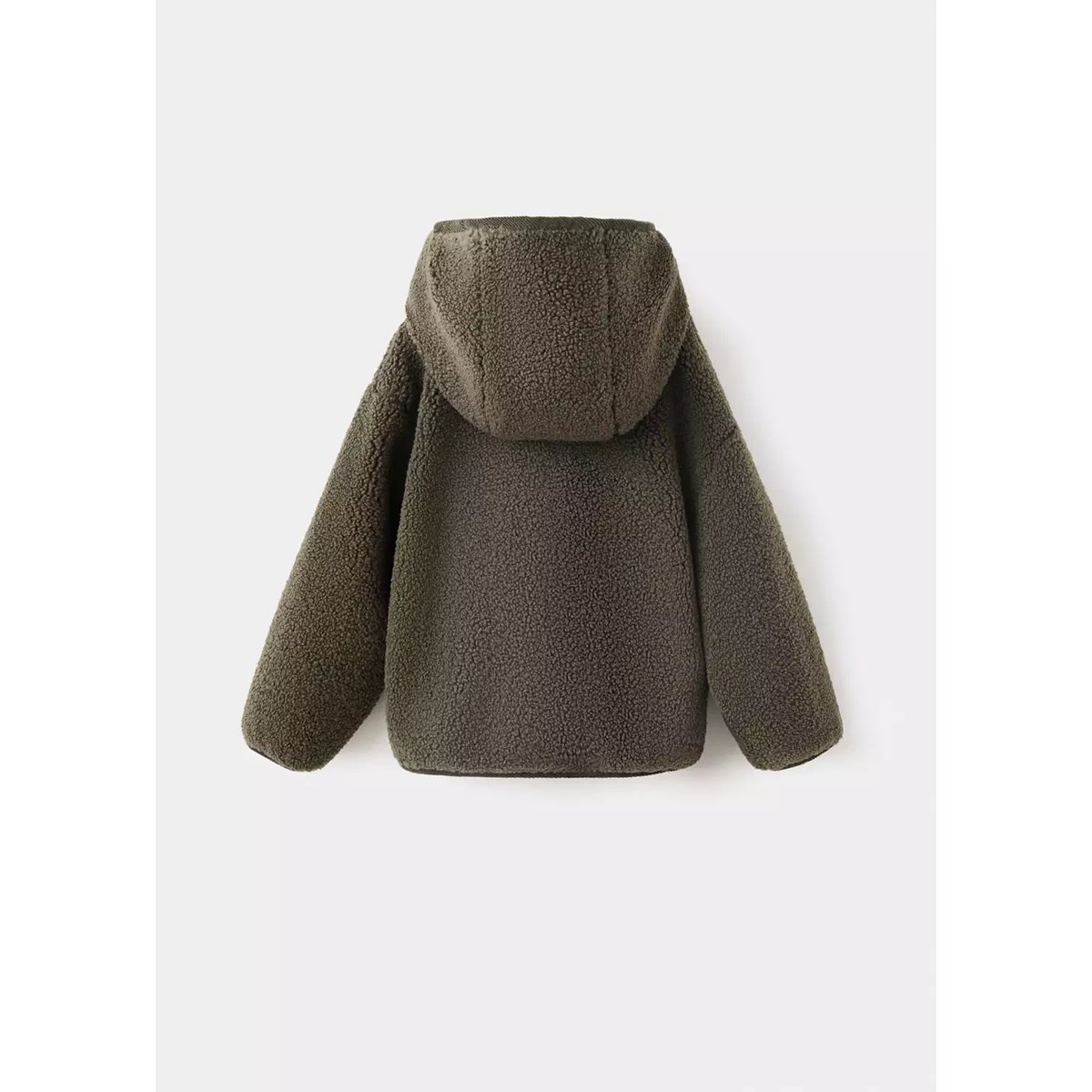 Veste effet mouton à capuche kaki, MANGO BABY