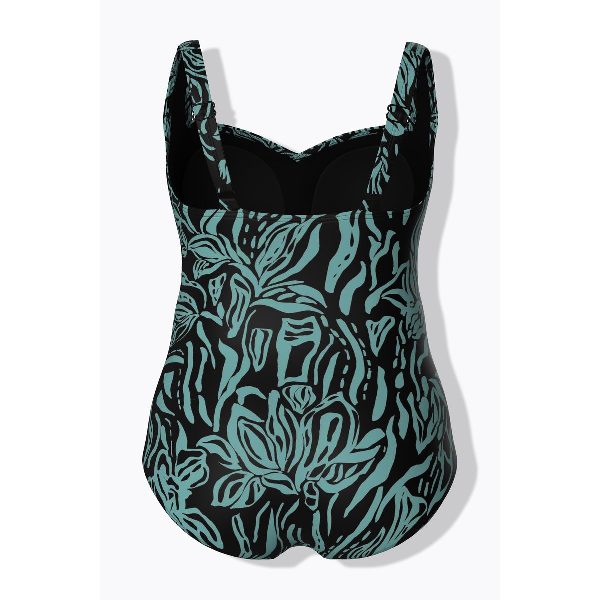 Maillot de bain imprimé, effet drapé noir, ULLA POPKEN