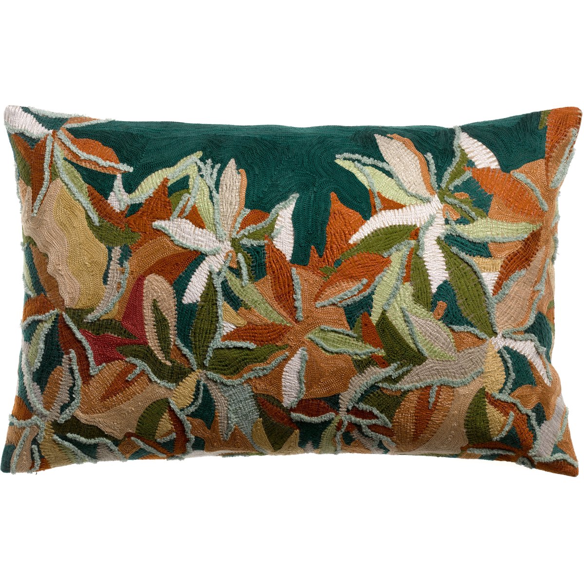 Coussin brodé Escale Singulière petrole, EDEN